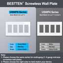 [2 Pack] BESTTEN 4 Gang Mid-Size Screwless Outlet Cover, Midway Decorative Wall Plate, USWP6 Gloss Snow White, Midsize H4.88" x W8.58"