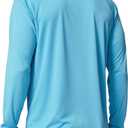 baleaf Men's Sun Protection Shirts UV SPF UPF 50+ Long Sleeve Rash Guard Fishing Running Quick Dry Lightweight (Blue, XXL)