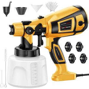 Paint Sprayer Tool 800W High Power Electric Spray Paint Gun Easy to Clean for Furniture Cabinets Fence Walls Door Garden Chairs Yellow