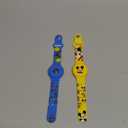 2 Pack AirTag Bracelet for Kids, Waterproof Cute Cartoon Air tag Holder for Kids with Watch Band Design, Full Coverage Silicone Airtag Hidden Accessories for Child, Healthy Material Blue + Yellow