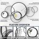Wall Mirror Decorative, Print Round Decorative Mirrors, Large Decor Metal Wall Art Mirro for Entryway, Living Room, Bedroom, Dining Room Kitchen Decor 45''x25.5''
