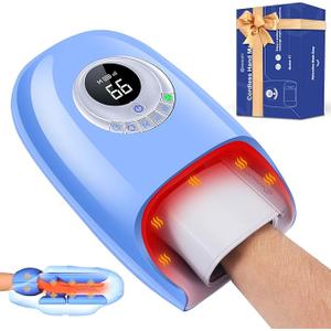 Cordless Hand Massager with Heat and Compression, 3D Kneading Hand and Wrist Massagers for Arthritis, Pain Relief and Carpal Tunnel with Fan Cooling & Heating for Finger Numbness Relief, Gifts (Blue)