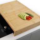 16 x 22 Inch Bamboo Cutting Board, Over-the-Sink Board and Stovetop Cover with Detachable Support Legs & Front Lip, for RV Camper and Home Kitchen