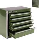 P.I.T. Mini Army Green Tool Box, Portable 5-Drawer Micro Roll Cab Steel Tool Box with Liner, Army Green Small Tool Case for Tools Storage, Home DIY