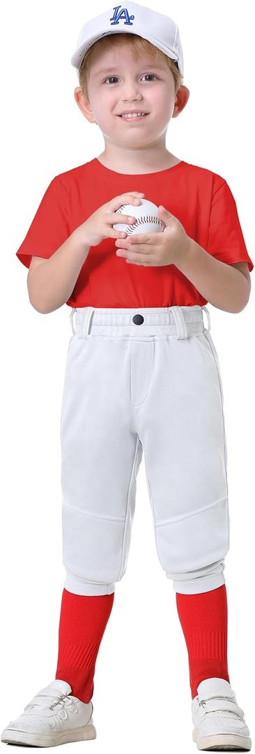 2T Youth Toddler Boys Baseball Pants - Kids Gilrs Tee Ball Softball Football Pants with Belt Loop UPF50+ (01-white)