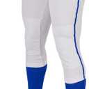 CHAMPRO Girls' Tournament Low-Rise Youth Softball Pants with Braid (Small, White, Royal Pipe)