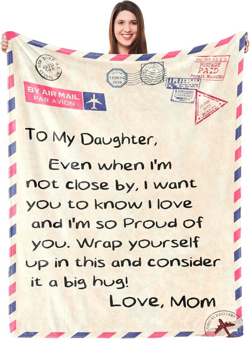 UFOORO Mothers Day Blanket Gifts for Daughter, 55"X70" Special Day to My Daughter Blanket from Mom, Gift from Mom on Valentines Birthday Mothers Day Throw Blanket Gift