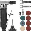 BAIWEN 1/4" Right Angle Air Die Grinder - 90 Degree Heavy Duty 20,000 RPM Compressed Sander Polisher Tool for Contour Grinding, Polishing, Milling, Cutting (Black Die Grinder Set)