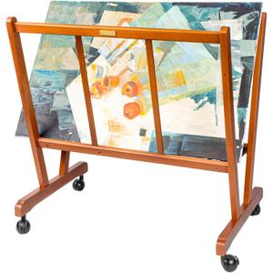 DJAR Art Canvas Storage Rack, Beech Wood Rolling Cart with 4 Caster Wheels, Upgrade