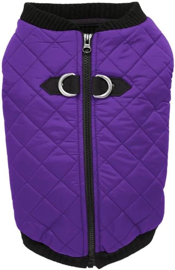Gooby - Fashion Vest, Small Dog Sweater Bomber Jacket Coat with Stretchable Chest, Violet, Large