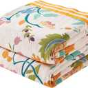 Boho Throw Blanket for Bed, 100% Cotton Soft Rustic Quilt Fall Blanket, 80" 90" Floral Printed Farmhouse Decor Bed Blankets, All Season Rustic Reversible Bohemian Throw Quilt
