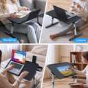 HETTHI Laptop Bed Tray Table, Adjustable Sturdy Laptop Stand for Bed with Premium Materials, Folding Portable Lap Desk with Drawer for Writing Working Reading Eating Couch Floor (Black, 22.04"×12.2")