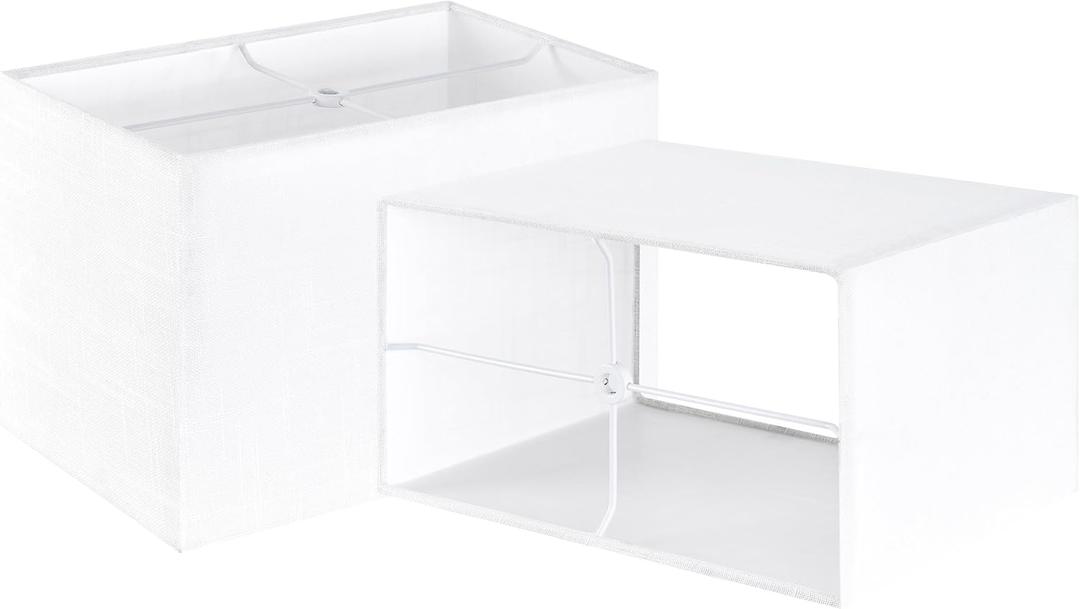 GOSO Small Mini Rectangular Lamp Shades for Table Lamps & Wall Lamp Set of 2, 6.7 x12.6 x8 Inch Spider Off-WhiteTexture Rectangle Lamp Shade Modern & Rustic Square Linen Fabric Lampshade Replacement