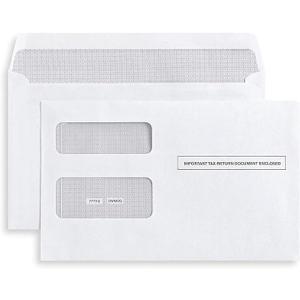 100 Tax 1099 Envelopes Self-Seal For 1099 MISC, 1099-R & DIV - INT, 1095, 1098, Double-Window Security tinded, For Quickbooks or Tax Software - 5 5/8 Inch x 9 Inch, 100 Envelopes
