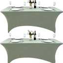 121 2-Pack 6ft Spandex Table Covers for Rectangle Standard Folding Tables - Wrinkle Resistant Stretch Tablecloths - Ultimate Fitted Table Protector for Parties, Banquet, and Wedding