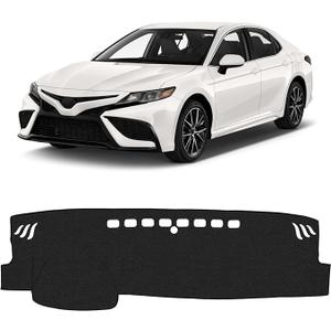 KUST Black Dash Cover for Toyota Camry 2018-2022 2023 2024 (L, LE, SE, XLE, XSE, XLE V6, XSE V6) (Without HUD) Polyester Dashboard Cover Non-Slip Interior Accessories for Camry No Glare