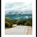 Wood 20x24 Picture Frame with 16x20 Mat Black, Display 16x20 with Mat or 20x24 Without Mat, Wood 20 by 24 Photo Frame, 20 x 24 Frame for Wall Hanging Display, Black