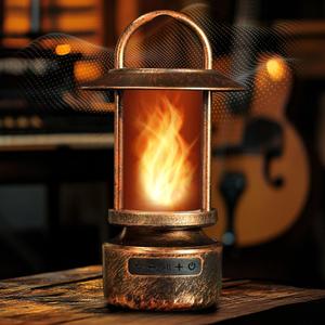 FoxFlame Bluetooth Outdoor Speakers-Realistic LED Flame with 13Color Options, Powerful 5W Sound,Wireless Outdoor Speakers with Deep Bass for Parties,Camping,Tailgating & Home Ambience (1Pack) (Bronze)