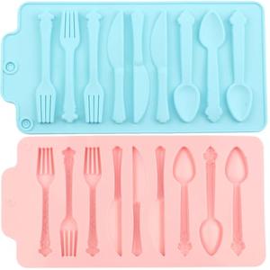EPYHREHM 9 Cavity Knife Fork Spoon Silicone Chocolate Molds For Chocolate Candy Set Of 2