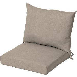 Arden Oceantex Outdoor Dining Chair Cushion Set, 21 x 38, Recycled Fabric, Rain-Proof, Fade Resistant Natural Tan