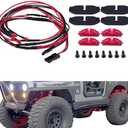 SCX10 LED RC Wheel Well Lights Kit Rock Lights with Nylon Bracket for 1/10 RC Crwarler SCX10 Uprades (Red)