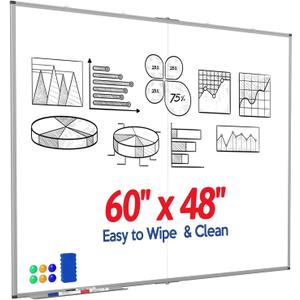 Large Whiteboard, Double Magnetic White Board for Wall, Dry Erase Whiteboard for Office Home & School (Silver, 60x48 inch)