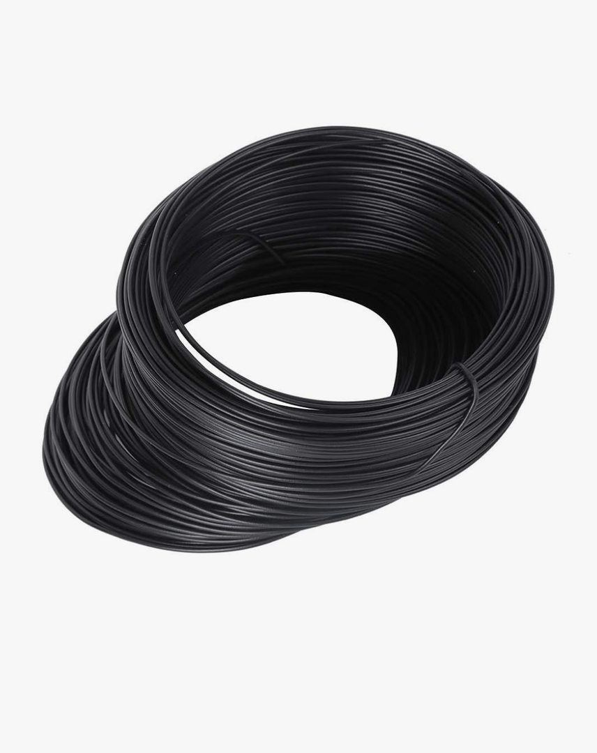 Walfront 100m Galvanized Iron Wire, DIY Making, Protective, Flexible, Round Shape, Black, 0.55mm, For Toys, Craft, Gardening, Electronics, Cable Storage