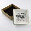 2 x JoycuFF Sister Gifts - Unique Jewelry Dish Holder for Birthday, Mother's Day, Thanksgiving & Christmas