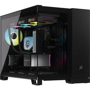 CORSAIR iCUE LINK 2500X RGB Small-Tower mATX Dual Chamber PC Case – Panoramic Tempered Glass – Reverse Connection Motherboard Compatible – 2x CORSAIR RX120 RGB Fans Included – Black