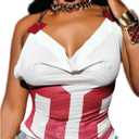 MakeMeChic Women's Cowl Neck Halter Crop Tops Backless Y2k Graphic Tank Top Jersey Shirt (L)