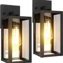 Outdoor Wall Light Fixtures Exterior Waterproof Porch Lights Outdoor Anti-Rust Wall Lantern with Clear Glass Patio Sconce Light - 2 Pack