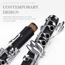 SONICAKE B Flat Clarinet for Beginner & Student, Nickel-plated Bb Ebonite Clarinet 2 Barrels, Reeds with Cleaning Kit, White Gloves and Hard Case, Black, QCR-01