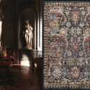 RUGSURE Washable Area Rugs - Perfect for Living Room, Bedroom, Kids Room, Nursery - Stain & Water Resistant Non-Slip, Pet & Child Friendly, Vintage Tribal Area Rugs (Rust, 9' x 12')