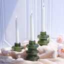 VOHO Green Candle Holder Decor for Dining Table Centerpiece, Ribbed Taper Candle Holders Versatile for Candle Sticks and Tea Lights Candles, Holiday Candlestick Holders Gifts for Friends(Set of 6)