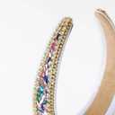 Colorful Baroque Rhinestone Headband Women Sparkly Bling Crystal Diamond Headband Fashion Wide Jeweled Headbands for Girls Ladies Cute Dressy Hair Band Multicolor