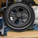 Medline Durable Folding Steel Transport Wheelchair with 12-Inch Wheels, 19-Inch Seat Width, Gray Frame, Microban, Teal Upholstery
