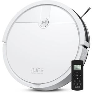 ILIFE V2 Robot Vacuum Cleaner, Tangle-Free Suction, 120 Mins Runtime, Slim, Self-Charging Robotic Vacuum Cleaner, Ideal for Pet Hair and Hard Floors, White