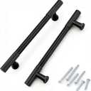 KNOBWELL 6 Pack 5 inch Black Cabinet Pulls - Solid Black Cabinet Handles, Fade-Resistant Surface - Drawer Pulls Kitchen Hardware for Modern Dresser Cupboard Furniture