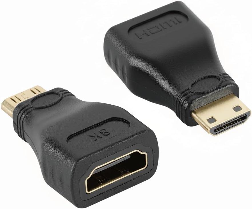 Tecmojo 8K Mini HDMI to HDMI Adapter, 48Gbps Female to Mini HDMI Male Adapter Support 8K@60Hz,4K@120Hz, Compatible with Raspberry Pi, Camera, Tablet, Laptop, Projector, Monitor, 2Pack, Black