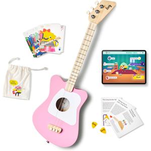 Loog Mini Acoustic kids Guitar for Beginners 3-strings Ages 3+ Learning app and lessons included (Pink)
