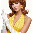 Rugelyss Short Wavy Wig with Bang Retro Bouffant Beehive Wigs fits 80s Costume or Halloween Party (ginger mixed blonde)