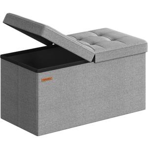 SONGMICS 30 Inches Storage Ottoman, Foldable Bench with Flipping Lid, 15"D x 30"W x 15"H