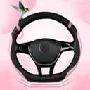 Cxtiy D-Shaped Flat Bottom Steering Wheel Cover for Women Girl - Stylish Car Accessory Non-Slip Car Interior Accessories (Pink)