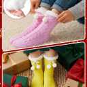ramede Womens Fuzzy Slipper Socks with Gripper Winter Pastel Cozy Non Slip Winter Lined Warm Thick Soft Socks Gift (Yellow Purple Blue)