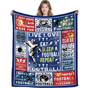 Football Blanket Football Gifts for Boys 8-12 Men Adults,Unique Sports Theme Stuff PlushThrow Blanket Gifts for Bedroom Living Room Sofa Couch Decor 60"x50"