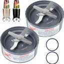 2-Pack Replacement Extractor Blade, Fit for NutriBullet 600w/ 900w Pro Series Blender with Food-grade Silicone Rubber Gaskets Seal Ring for NutriBullet Blender Blade Replacement Parts