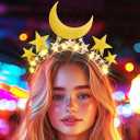 GORTIN Light up Star Headband Gold Halo Crown Headbands LED Moon Costume Hair Accessories for Women (Gold1, Free size)