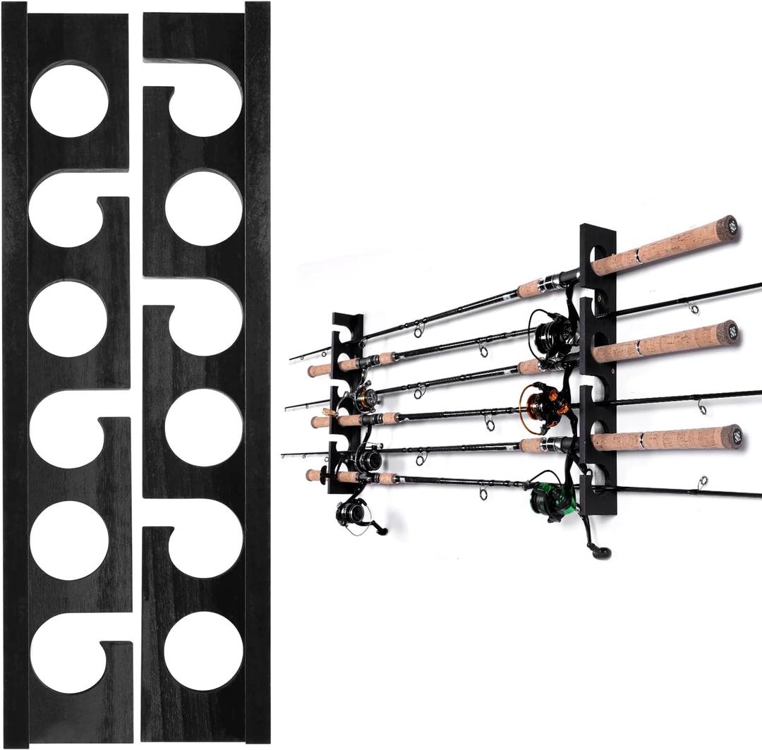 Ghosthorn Fishing Pole Rod Racks Wall or Ceiling Mounted Fishing Pole Rod Holders for Garage Storage Organizer Fishing Gear Equipment for Men Women