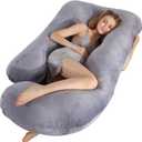 BATTOP Pregnancy Pillow for Sleeping,Full Body Maternity Pillow with Removable Washable Cover,Support for Back,HIPS,Legs,Belly for Pregnant Women (A-velvetgrey)