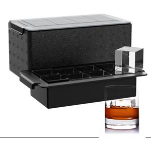 Clear Ice Cube Tray for Whiskey: FDDBI 2Inch Clear Ice Cube Maker - Silicone Large Ice Cube Tray - Square Ice Tray for Bourbon Old Fashioned Whisky